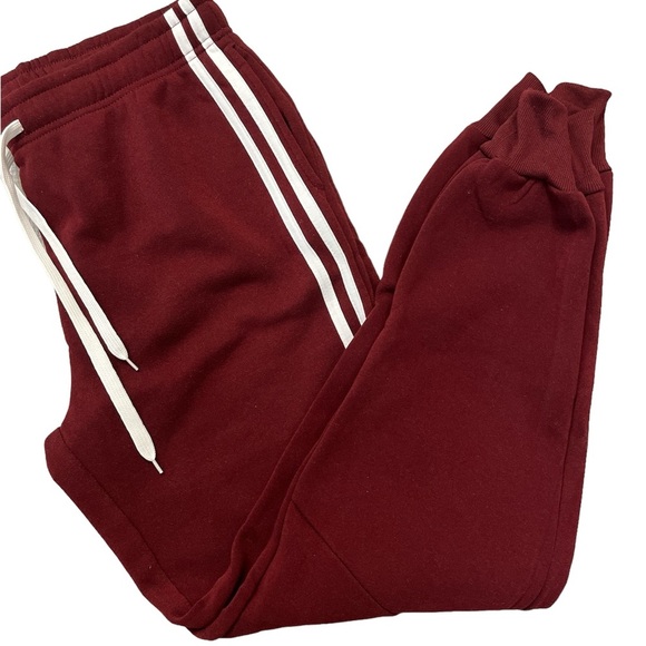 B Free Pants - B Free• Thermal Burgundy White Striped Women’s Joggers, Size 3X, NWT